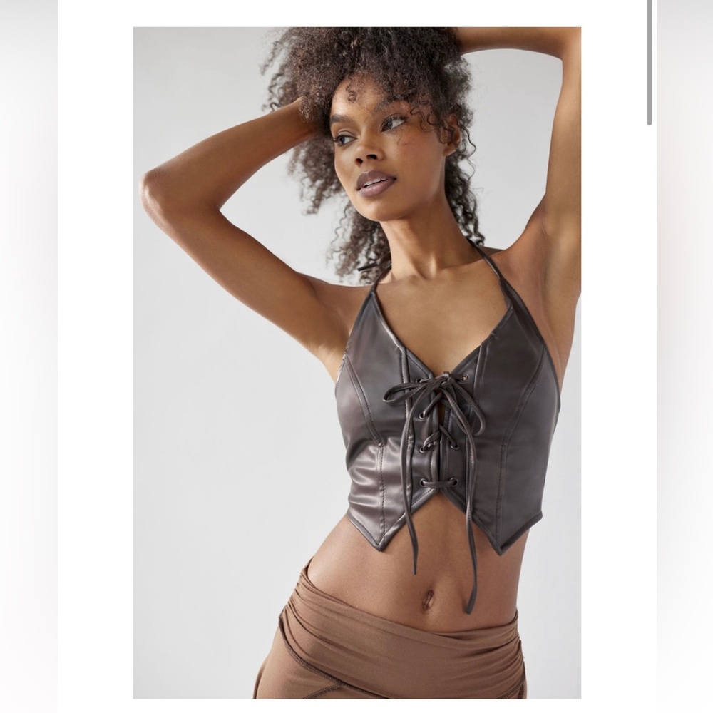 Urban Outfitters Faux Leather Lace Up Vest